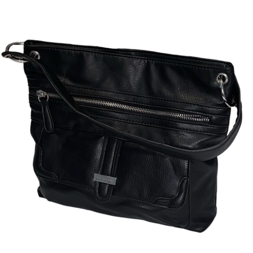 Franco Sarto black  leather pebbled tote purse